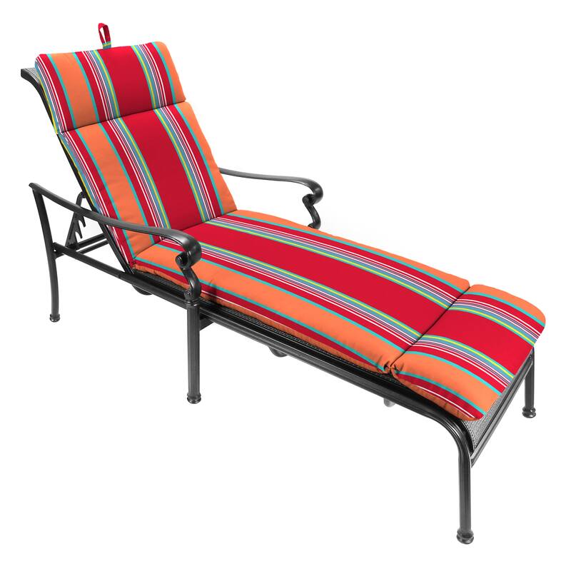 74" x 22" Red Stripe Outdoor Chaise Lounge Cushion 74'' L x 22'' W x